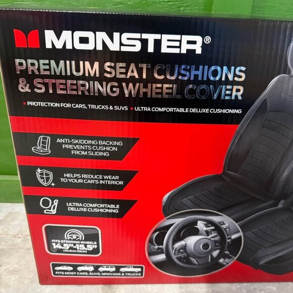 Car Seat Covers NEW Black 2-pack Car Seat Cover and Steering Wheel Cover - Picture 2 of 9
